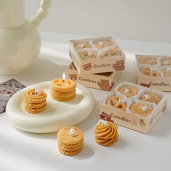 Soy Wax Cookie Shaped Candle 4pc Box Set - Picture 1 of 6